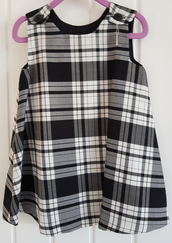 black tartan pinafore dress