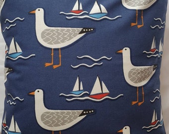 Blue Seagull, Seaside, Boat Cushion Cover / Pillow