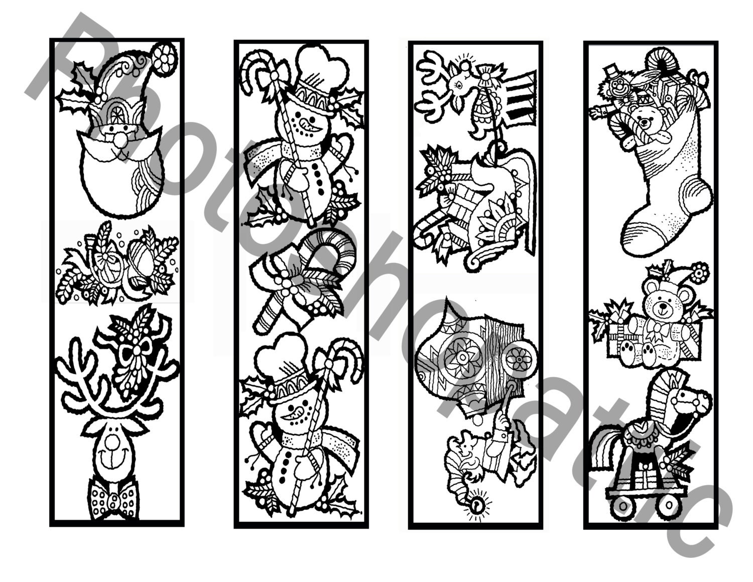 Christmas Bookmarks coloring page sheet color printable PDF Etsy