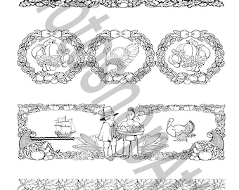 Thanksgiving bookmarks coloring page instant download PDF