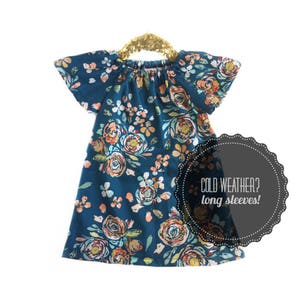 Girls Fall Dress, Girls Fall Outfit, Girls Fall Romper, Girls Fall Floral Dress, Teal Dress, Girls Floral Dress, Baby Girls Outfit