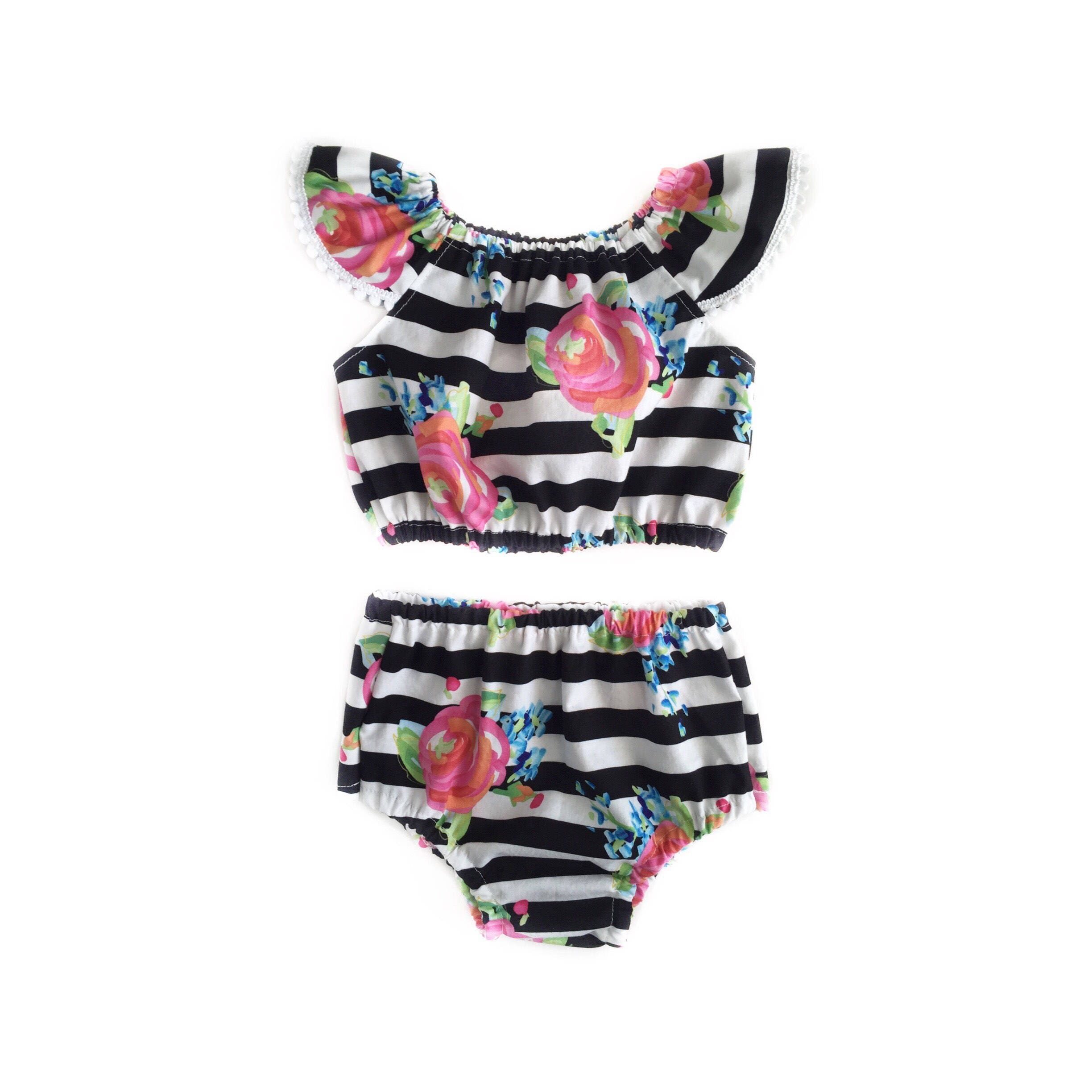 Baby Romper Floral Romper Baby Crop Top Baby Bloomers Set Etsy