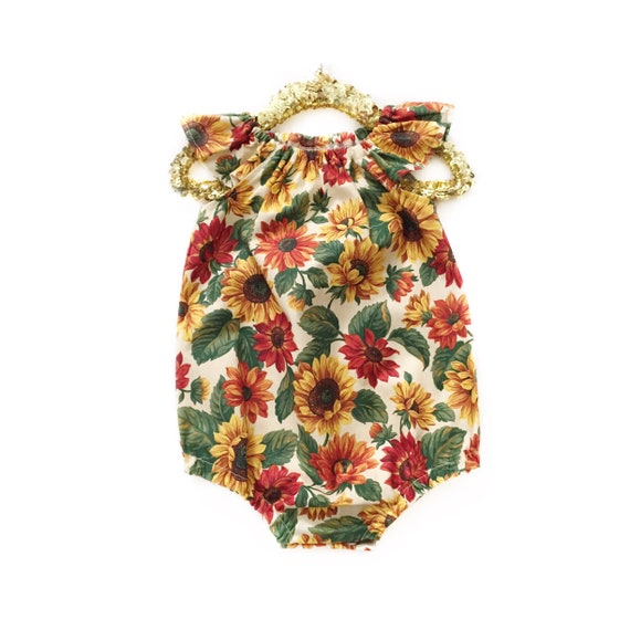 girls sunflower romper