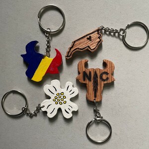 Handmade Wooden Keychains - North Carolina