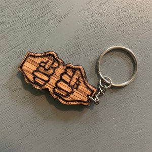 Handmade Wooden Keychains - Fist Bump