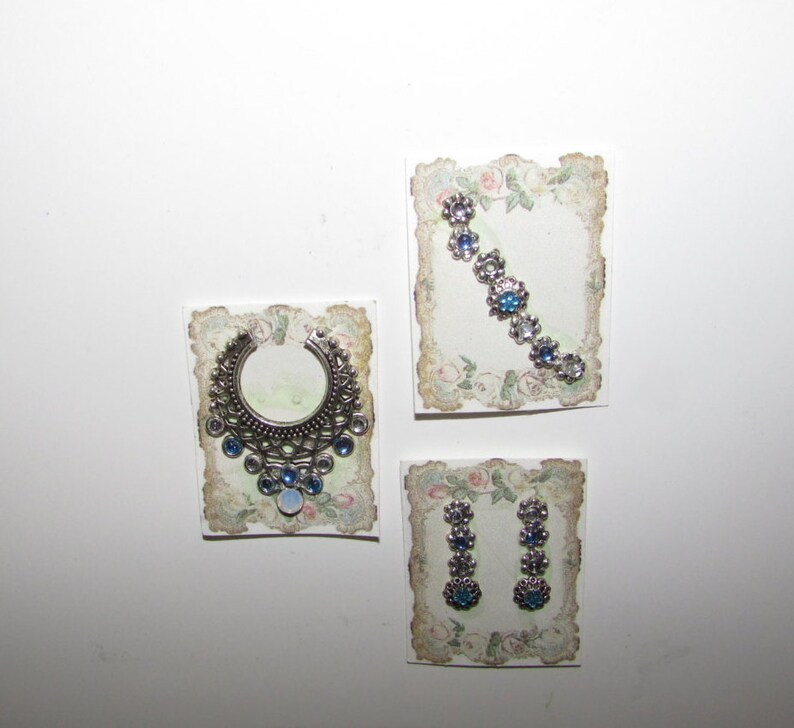 Dollhouse Miniature Jewelry Aquamarine and Diamond Earrings Etsy