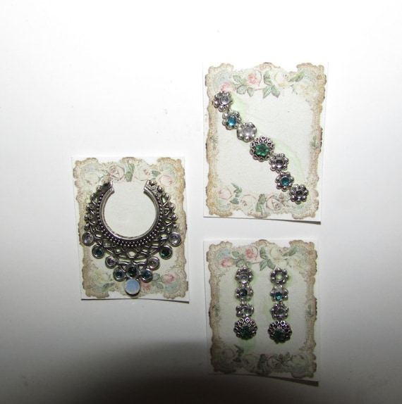 Dollhouse Miniature Jewelry Emerald and Diamond Earrings Etsy