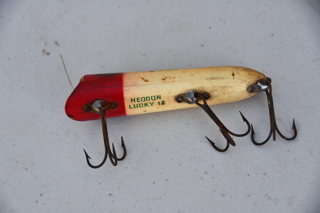 Leurre De Pêche Vintage Heddon Lucky 13 - Crankbait En Bois Original - Pêche En Eau Douce/salée