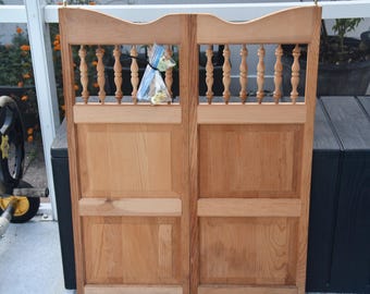 Swinging Saloon Doors - White Louvered Wood Cafe Doors, 24"W X 42"H Pair | For Kitchen, Bar, Porch