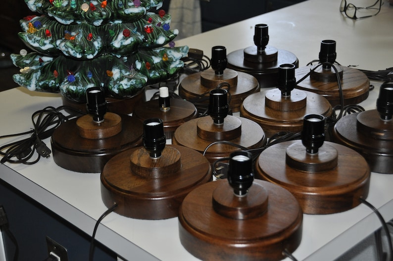 Wood Ceramic Christmas Tree Base With Light Etsy