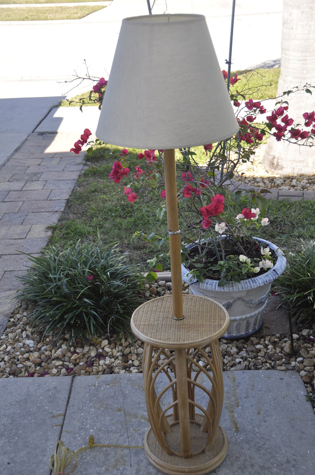 Vintage Bamboo/wicker Floor Lamp Etsy