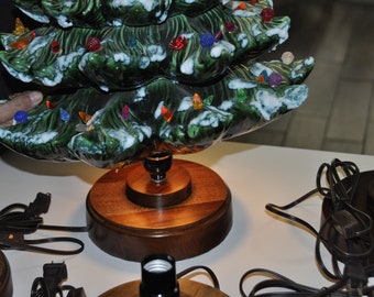 Wood Ceramic Christmas Tree Base With Light