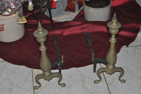 Two Fireplace Andirons Etsy
