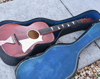 Vintage 1960's Original Hardshell Dreadnought Guitar Case Plush