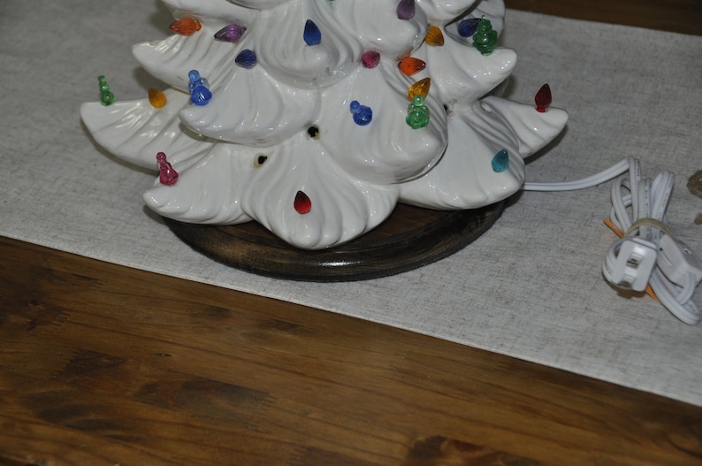 Wood Ceramic Christmas Tree Base With Light Etsy