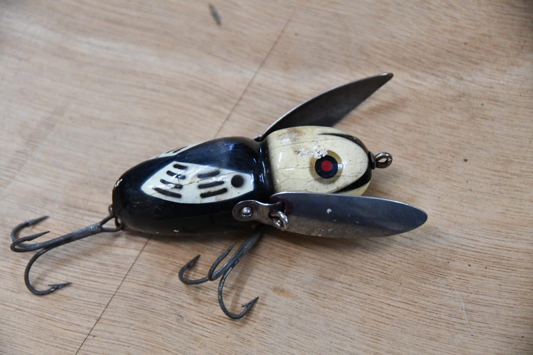 Heddon Crazy-Crawler Fishing Lure VTG Orange/Red & White