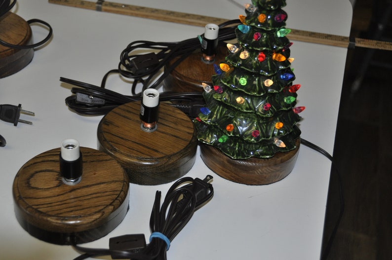 Wood Ceramic Christmas Tree Base With Light Etsy