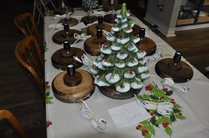 Wood Ceramic Christmas Tree Base With Light Etsy