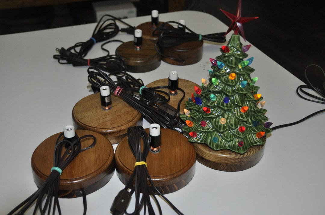 Wood Ceramic Christmas Tree Base With Light Etsy