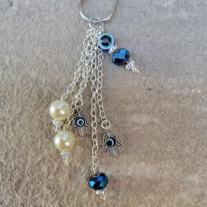 Evil Eye Keychain | Evil Eye Protection | Protection + Good Luck + Happiness with Hamsa Hand and Evil Eye