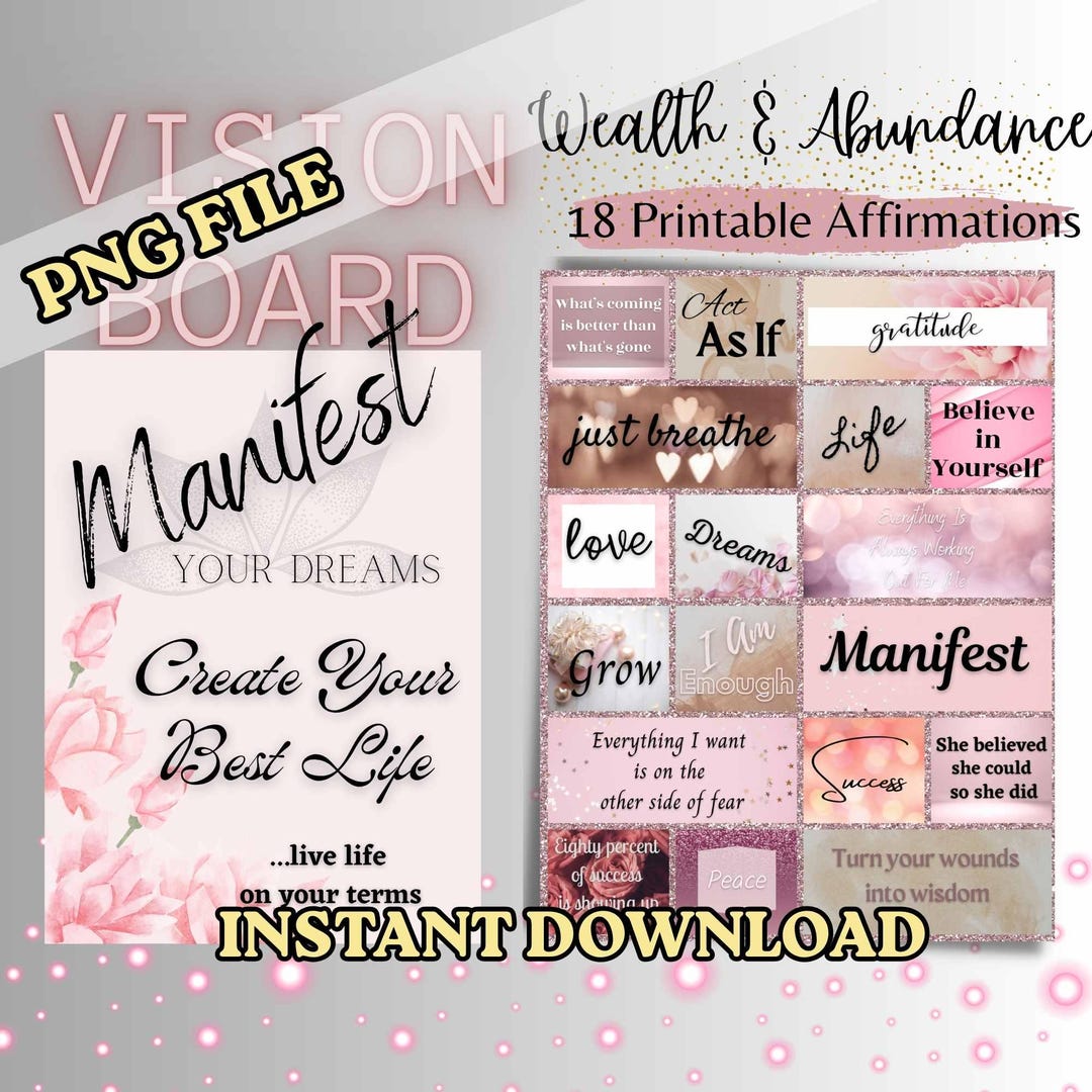 Printable Affirmations, Vision Board Kit, Affirmation Cards Printable ...