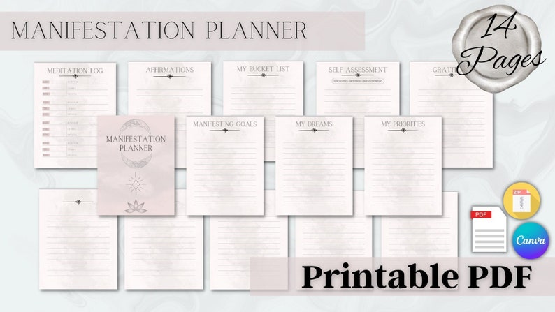 Manifestation Planner, Printable Planner, Manifestation Guide, Law of ...