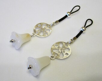 Non Piercing Silver Nipple Dangles with Agate, Body Jewellery, Sexy Jewellery