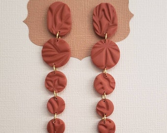 Polymer Clay terracotta florale Ohrringe, Lange Statement Ohrringe, Herbst Polymer Clay Schmuck, Leichte Ohrringe, Nickelfreie Ohrringe