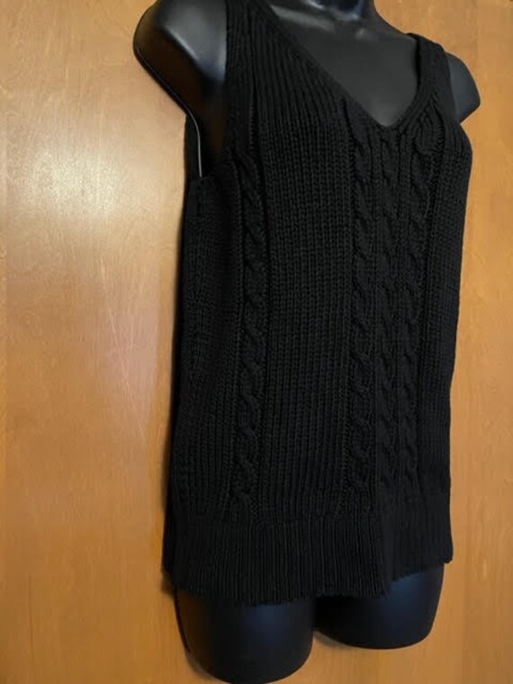 Black V-Neck Cable Knit Sleeveless Sweater From G… - image 4