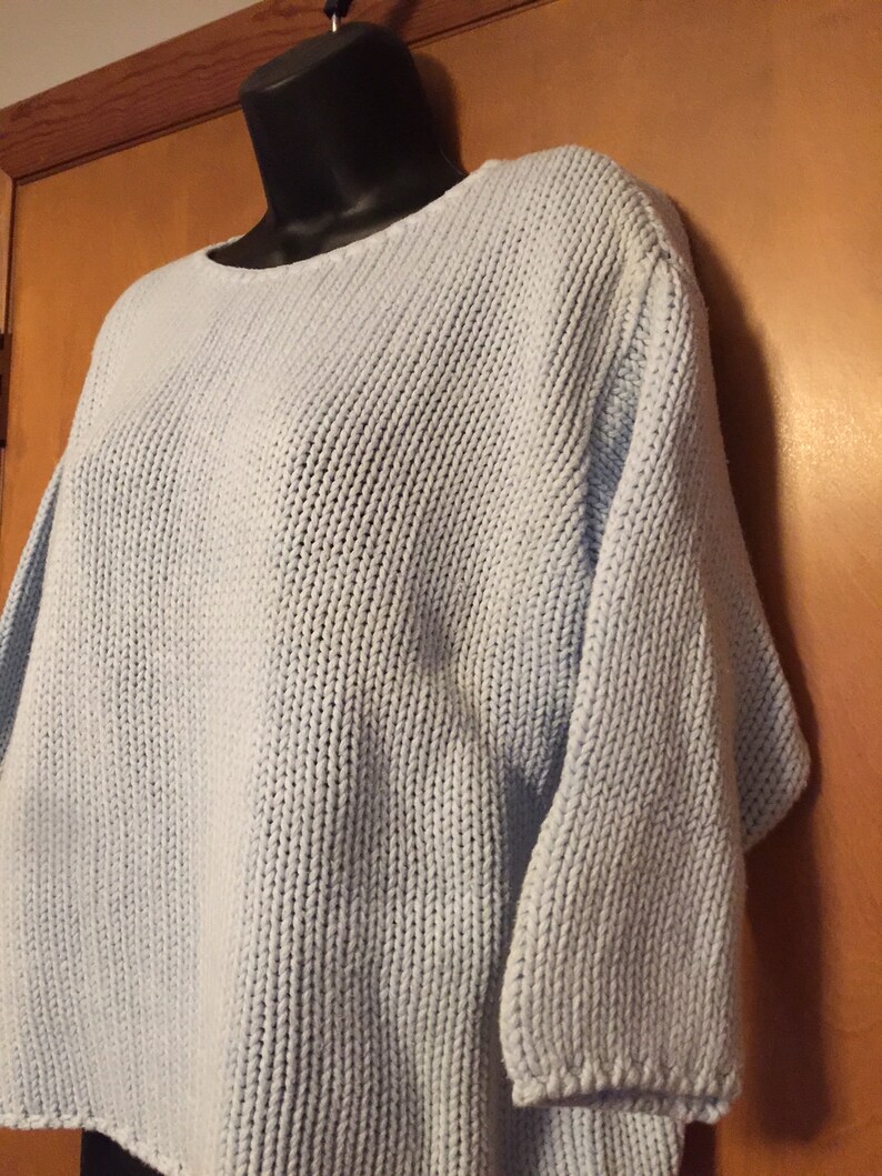 Powder Blue 3/4 Sleeve Cotton Shaker Knit Sweater From Willow Etsy