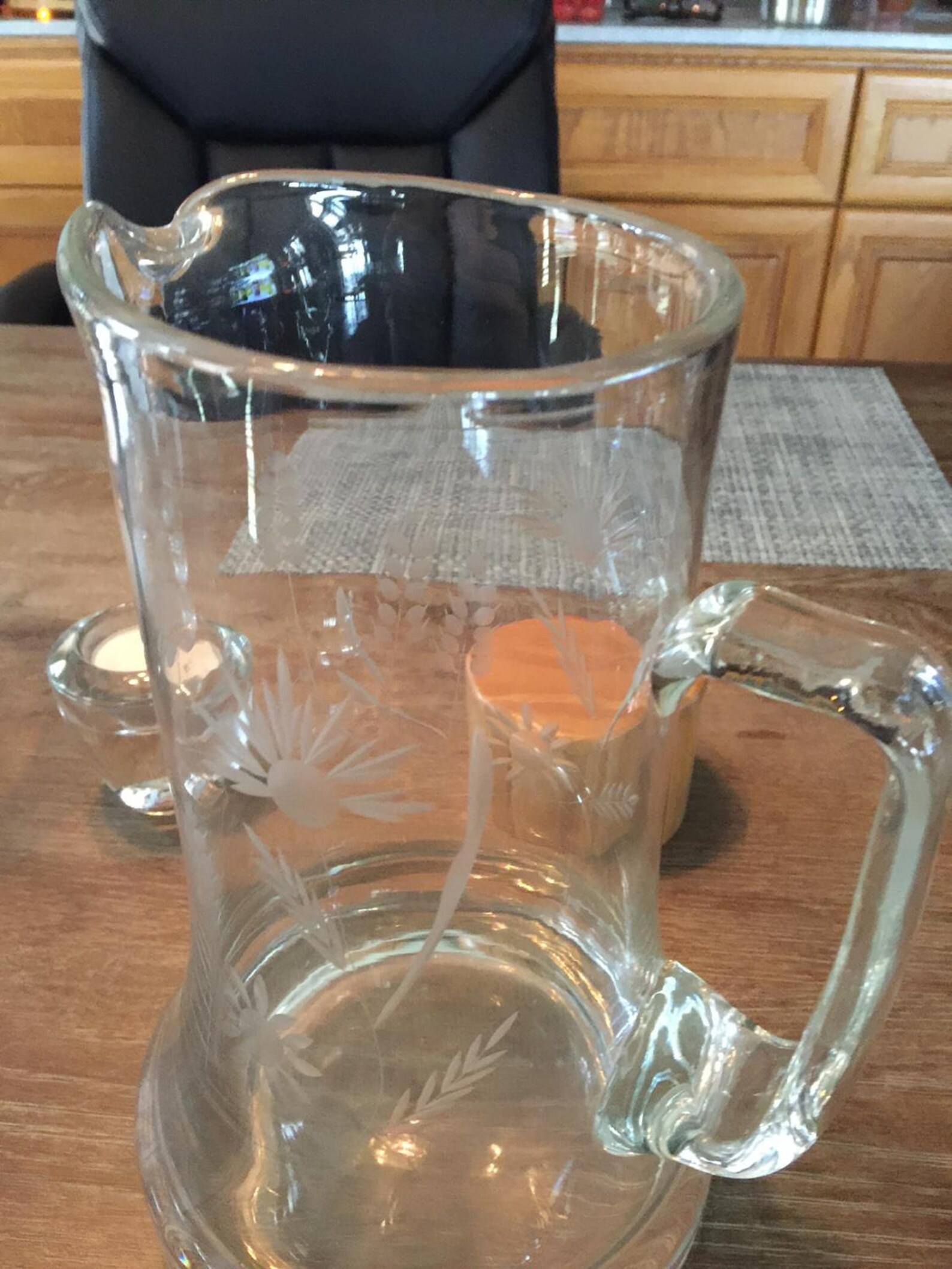 Etched Floral Crystal 2 Quart Water Pitcher Circa 1970's Etsy Norway