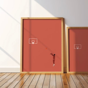 Póster de baloncesto - Amigos del deporte - Arte, impresión, minimalista, moderno, arte mural, deporte, afición