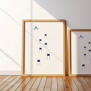 Póster de esquiador en eslalon - Amigos del deporte - Arte, impresión, minimalista, moderno, arte mural, deporte, afición, DIN A4, pop art
