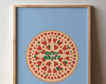 more amore Pizza Poster - Print Wall Art Art Quote Funny Love Large A3 A2 Saying Por Favor