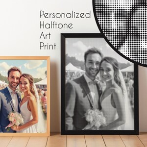 Póster de semitono personalizado - Cuadrícula de semitono, A3, A2, regalo personalizado para bodas, bebés, amigos, retratos de mascotas