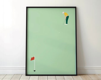 Golf Putting Poster - Sports Friends - Art, Print, Minimal, Modern, Wall Art, Sport, Hobby, DIN A4, A3, A2, Large, Pop Art, Golfer