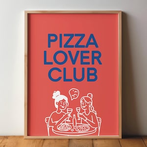 Pizza Lover Club Poster - Impression, Décoration murale, Art, Citation, Art, Impression, Art mural, Impression numérique, Dicton, DIN A4 A3, Grand ensemble