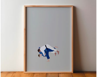 Judo Poster - Sports Friends Sports Poster - Art, Print, Minimal, Modern, Wall Art, Sport, Athlete, Decoration, DIN A4 A3 A2, Picture
