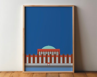 Düsseldorf Tonhalle Poster - Kunst, Druck, minimal, modern, Wandkunst, Reise, Stadt, Heimat, Urlaub, DIN A4, A3 A2,  gross