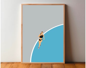 Läuferin Poster - Sportsfreunde Sportposter - Kunst, Druck, Sport, Sportler, Deko, DIN A4 A3 A2, Bild, Laufen, Marathon, Leichtathletik