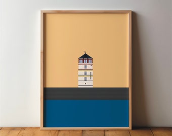 Schlossturm / Rheintreppe Düsseldorf Poster - Kunst, Druck, minimal, modern, Wandkunst, Reise, Stadt, Heimat, Urlaub, DIN A4, A3, A2, gross