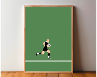 Rugby Poster - Sportsfreunde Sportposter - Kunst, Druck, minimal, modern, Wandkunst, Sport, Sportler, Deko, DIN A4 A3 A2, Bild