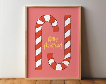 Weihnachtsposter Zuckerstangen Frohe Weihnachten – Poster, A4, A3, Geschenk, Druck, Grafik, Deko, Set, Wohndeko, Weihnachtsdeko, 50x70