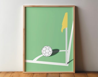 Soccer Corner Sports Field Scene Poster - Sports Lovers - Art, Print, Minimal, Modern, Wall Art, Sports, Hobby, Wall Decor, Pop Art