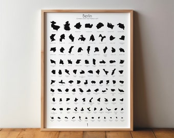 Berlin district poster - art, print, poster, picture, black & white, minimal, modern, wall art, home, travel, travel poster