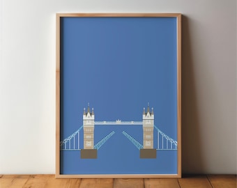 Tower Bridge London UK Poster - Kunst, Druck, minimal, modern, Wandkunst, Reise, Stadt, Heimat, Urlaub, DIN A4, A3, groß, England, Skyline