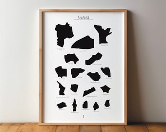 Krefeld district poster - art, print, poster, black & white, minimal, modern, wall art, home, travel, picture, home poster