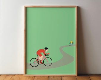 Cyclist / Racing Bike Poster - Sports Friends - Art Print Minimal Modern Wall Art Sports Hobby A4 A3 A2 Large Pop Art