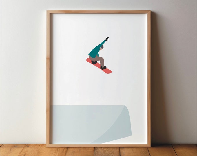Snowboarder Poster - Sports Friends Sports Poster - Snowboard, art, print, minimal, modern, wall art, sport, hobby, DIN A4 A3 A2, picture