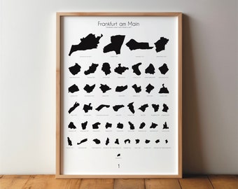 Frankfurt am Main district poster - art, print, poster, picture, minimal, modern, wall art, home, travel, travel poster, Hesse
